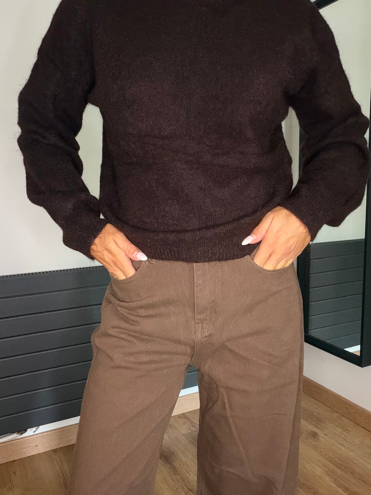 Pull torsadé chocolat
