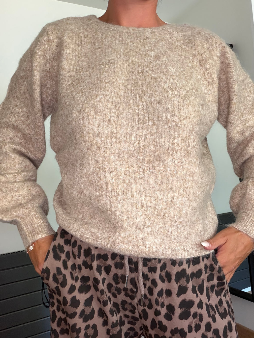 Pull torsadé beige