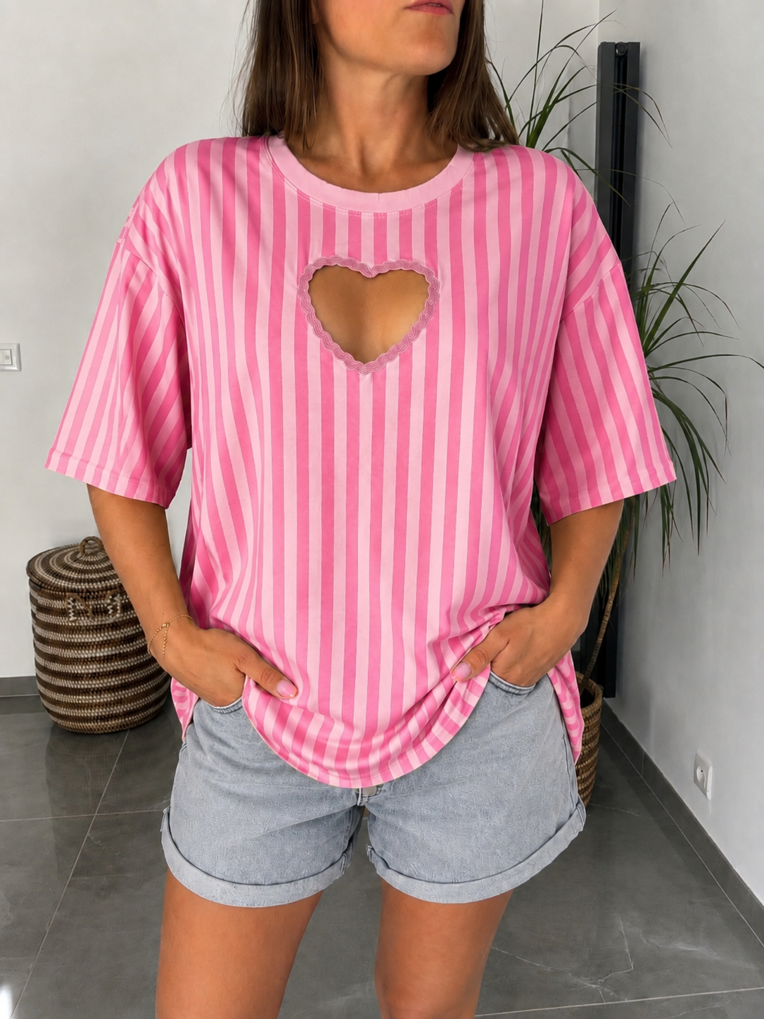 T-shirt cœur rose