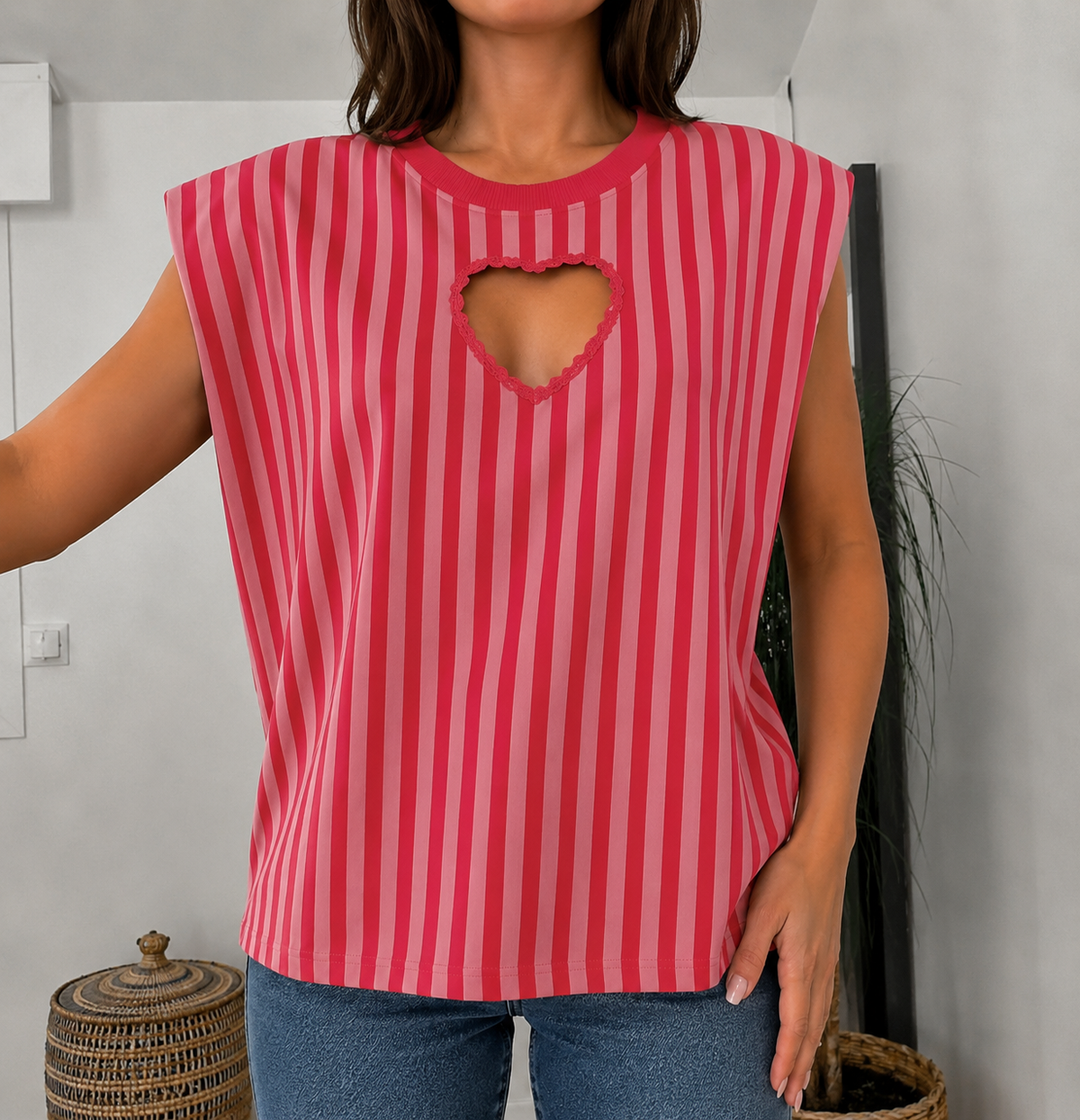 Top cœur rouge