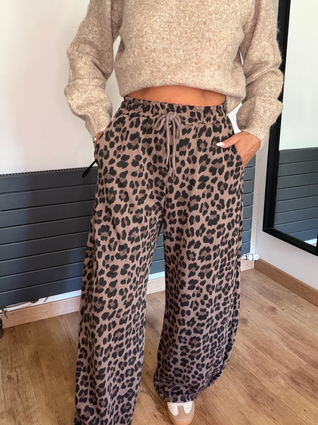 Pantalon léopard marron clair
