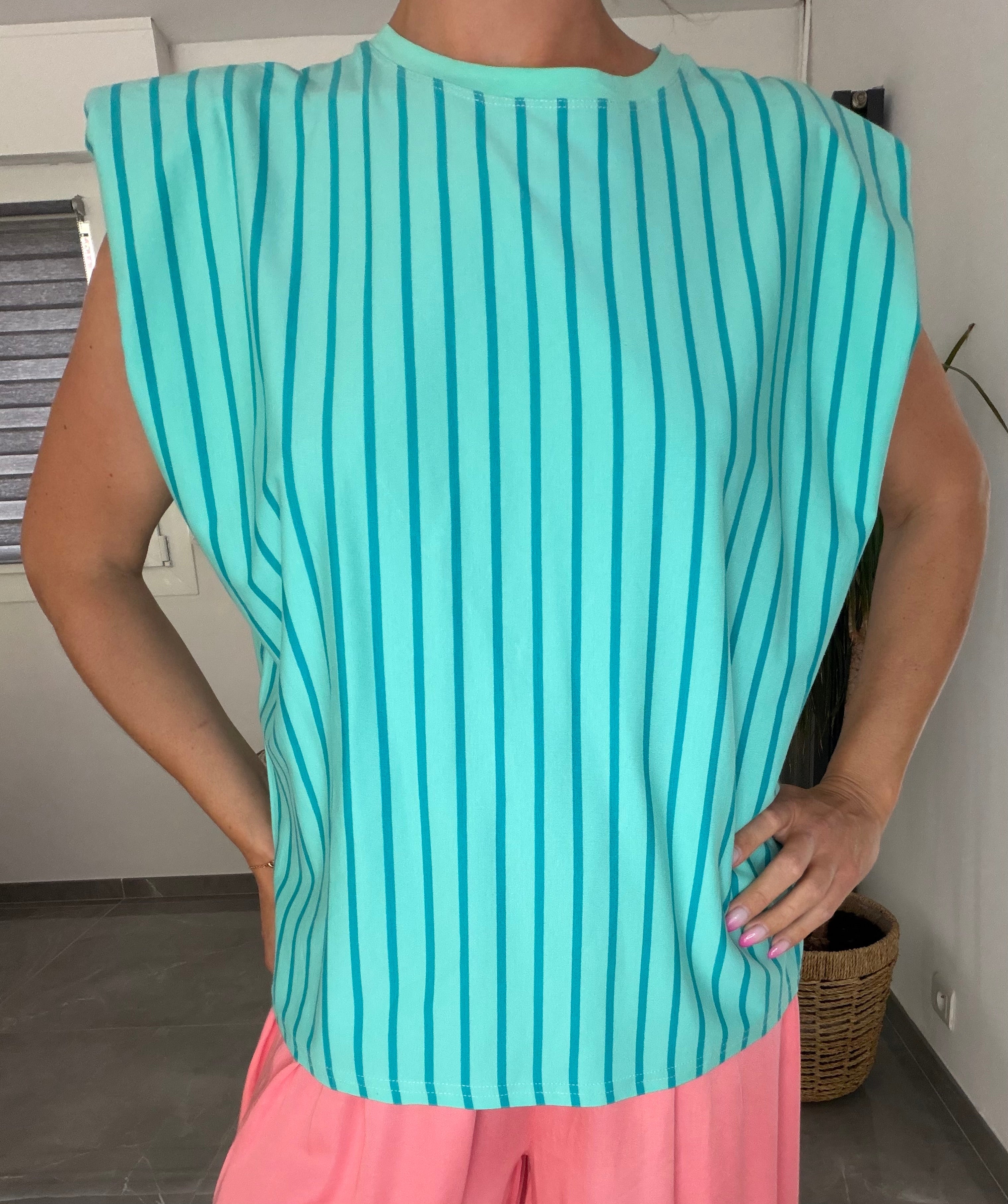 Top cœur turquoise