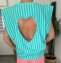 Top cœur turquoise