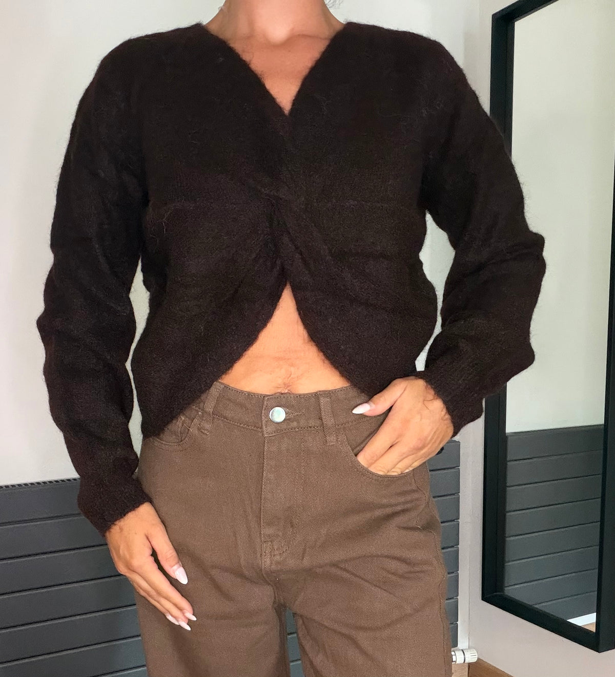 Pull torsadé chocolat