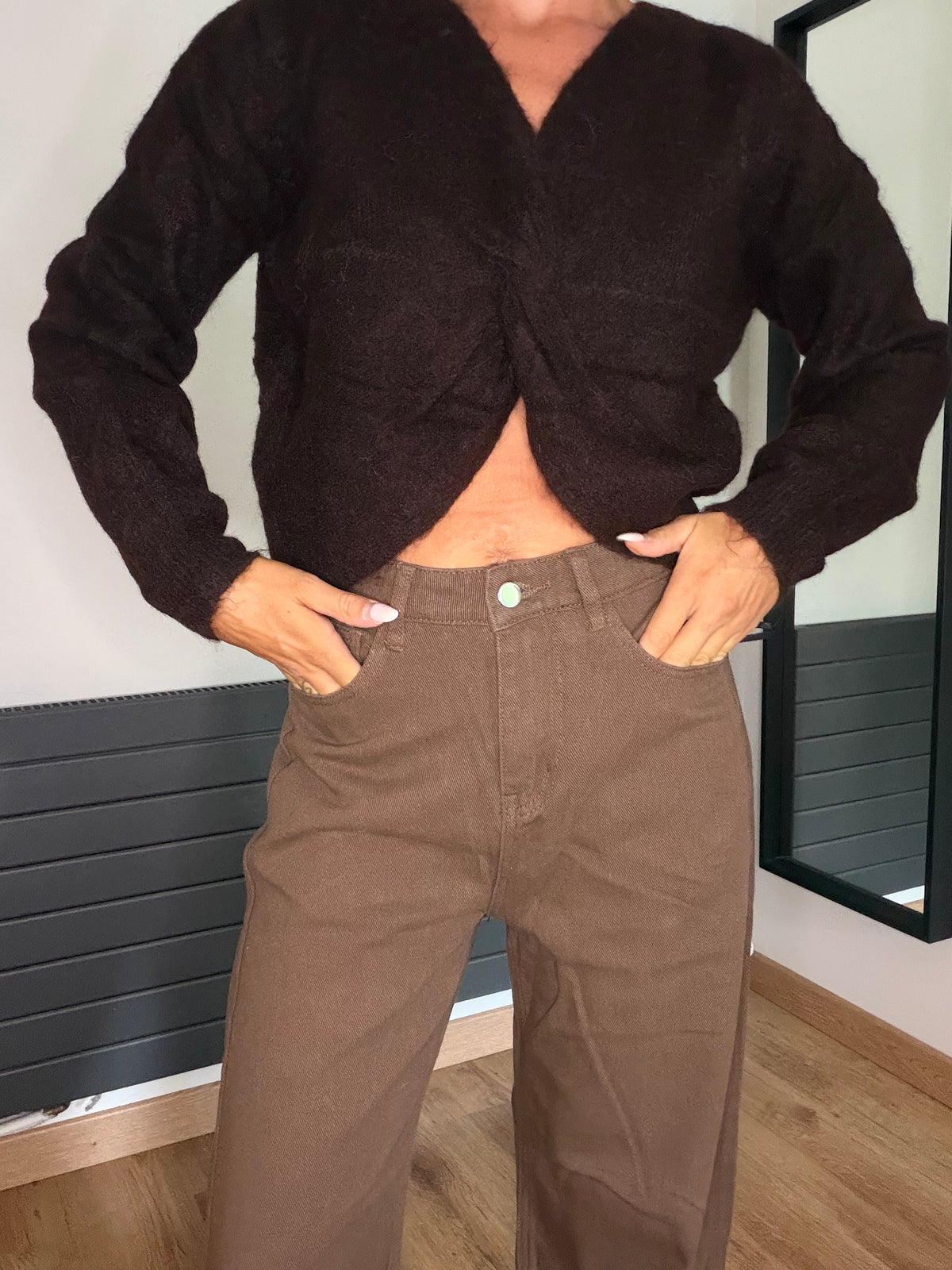 Pull torsadé chocolat