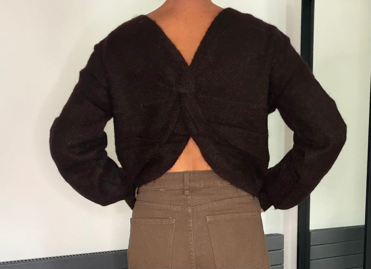 Pull torsadé chocolat