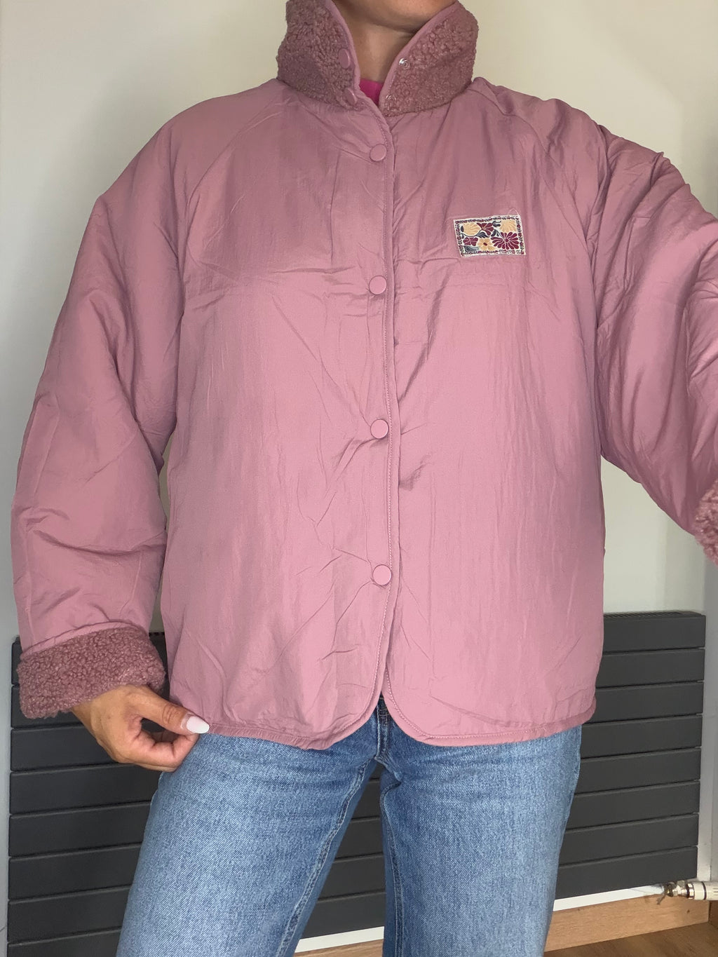 Veste réversible rose