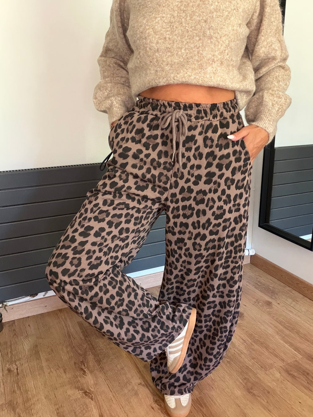 Pantalon léopard marron clair