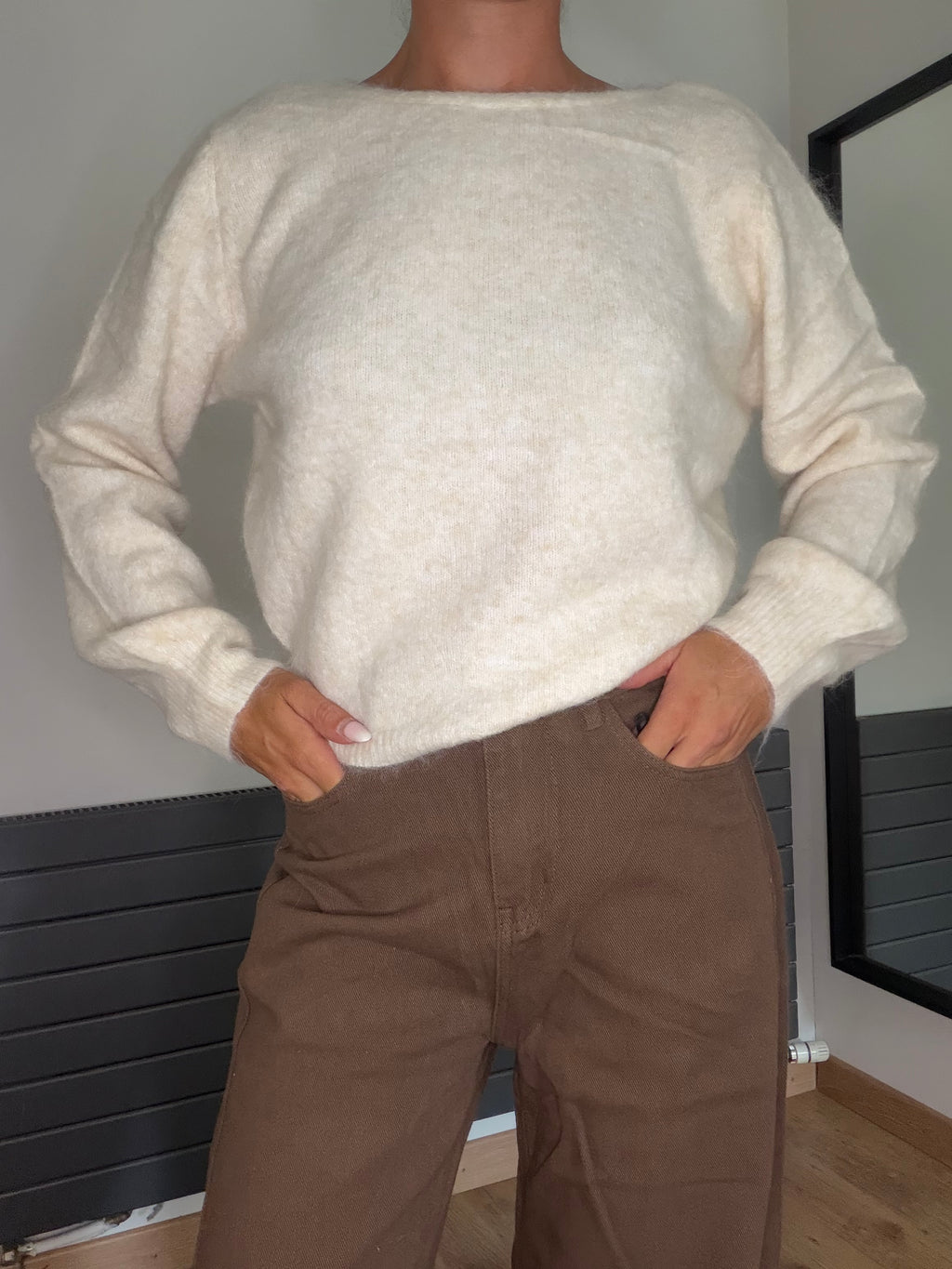 Pull torsadé écru