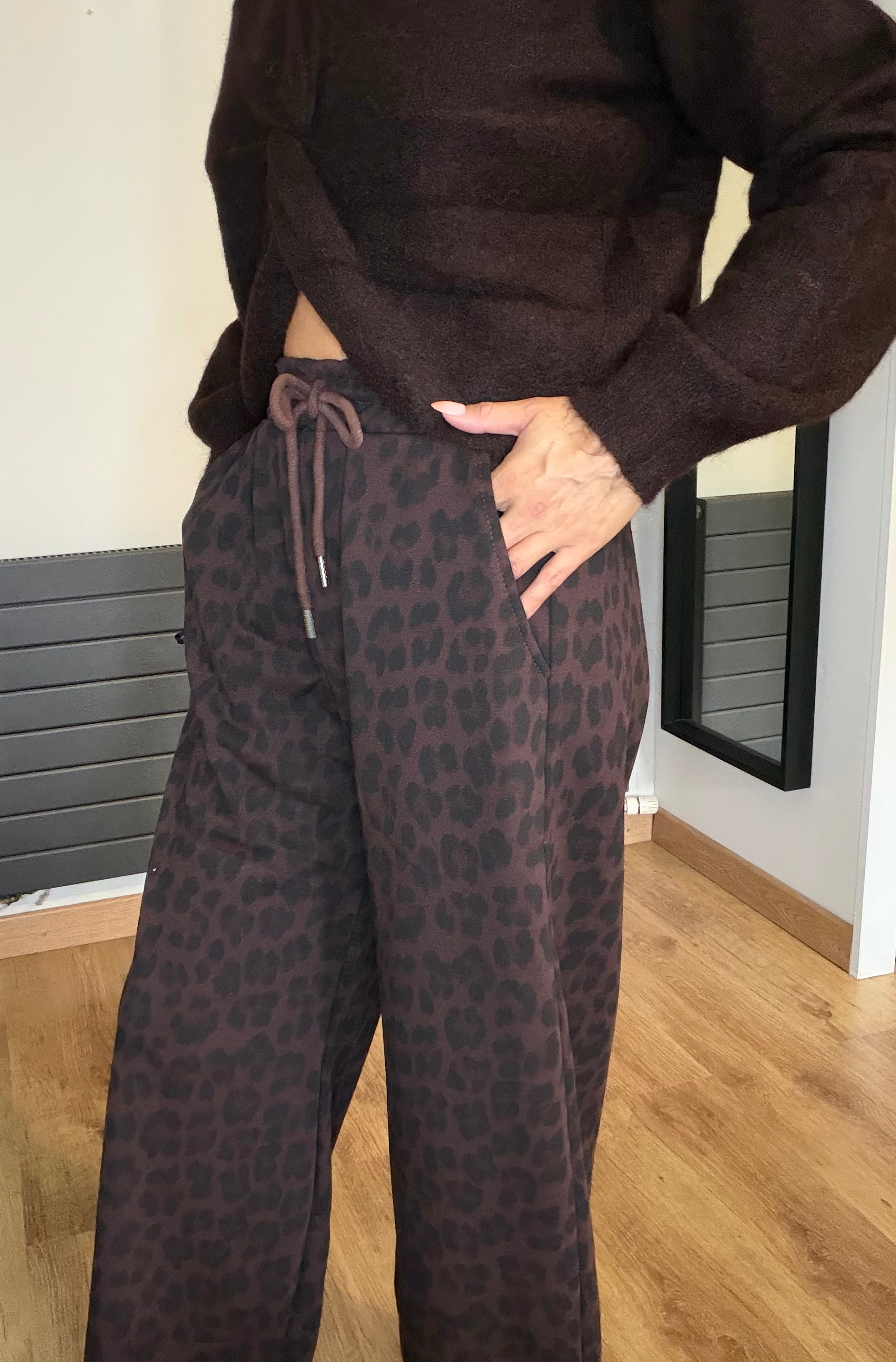 Pantalon léopard marron foncé