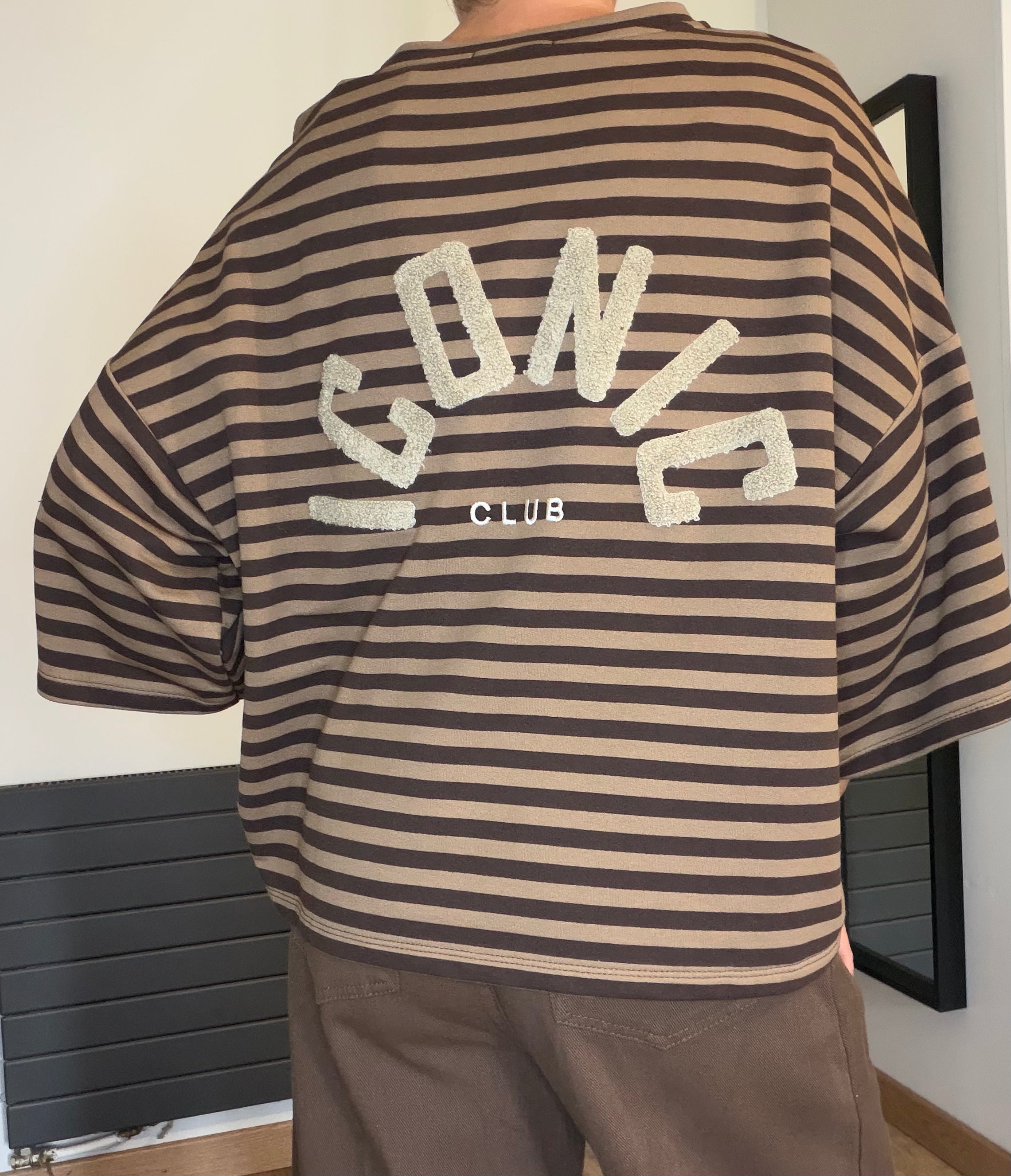 Top rayée marron iconic