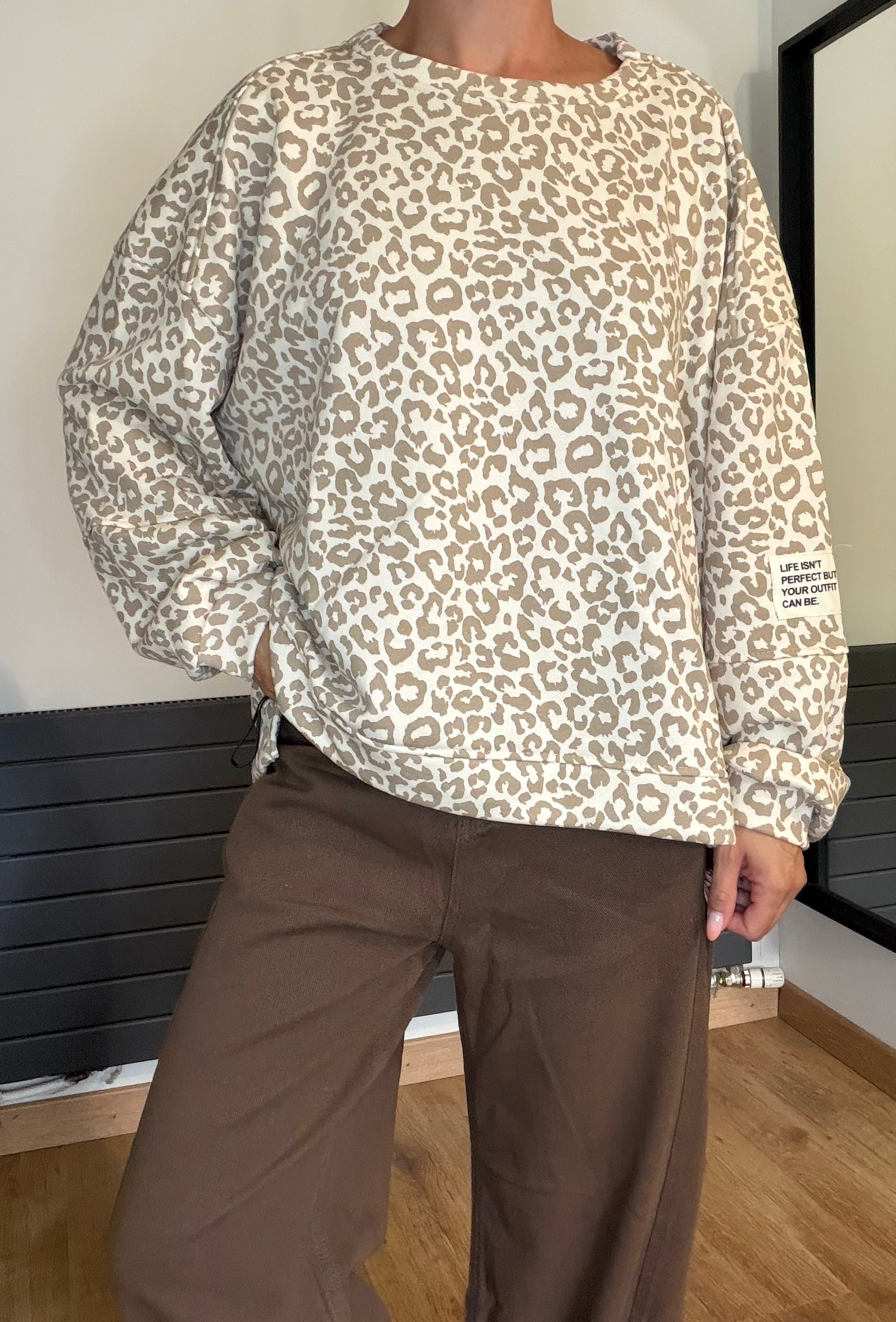 Pull oversize imprimé léopard