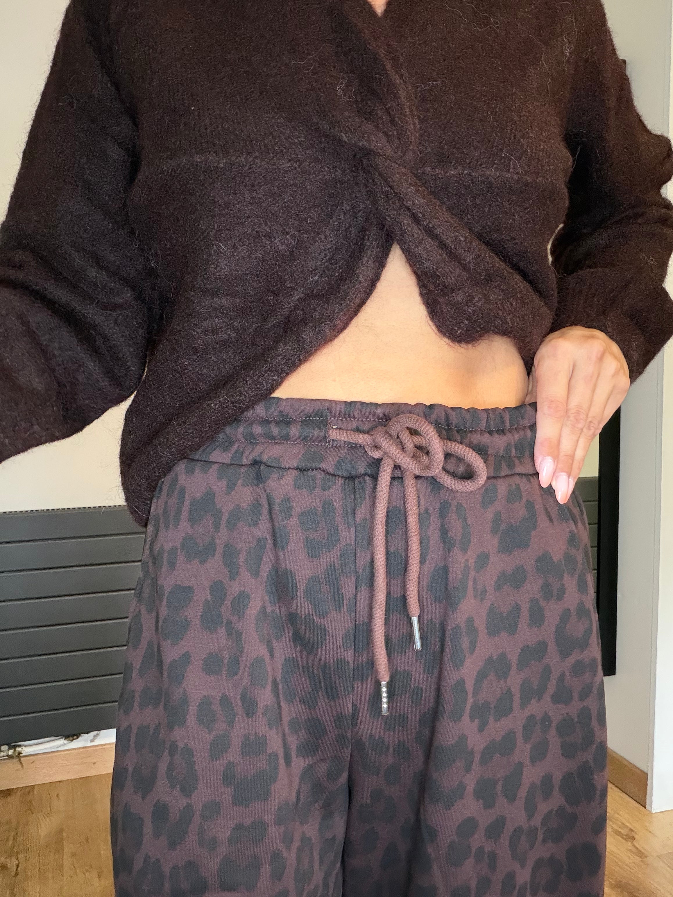Pantalon léopard marron foncé