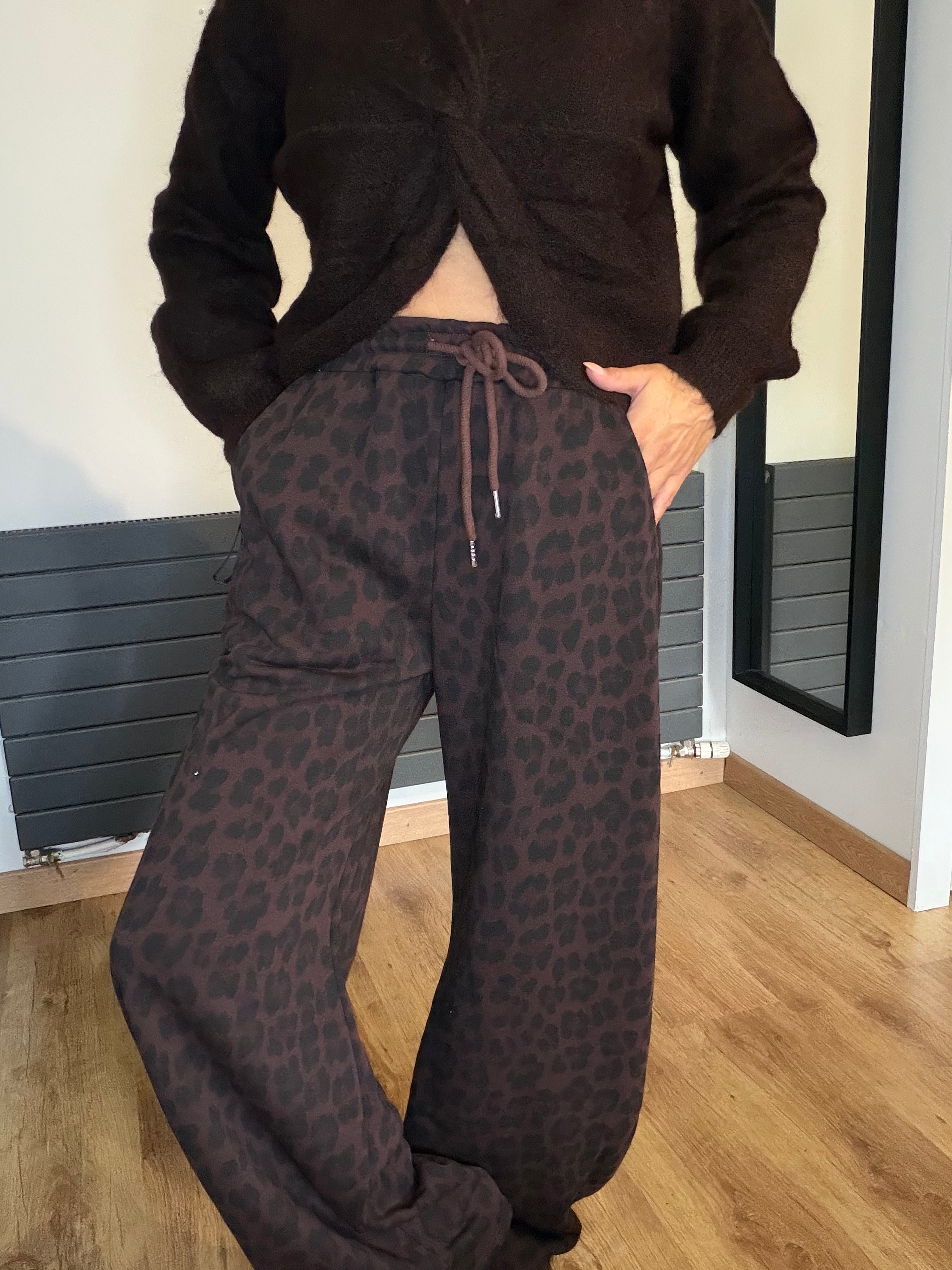 Pantalon léopard marron foncé