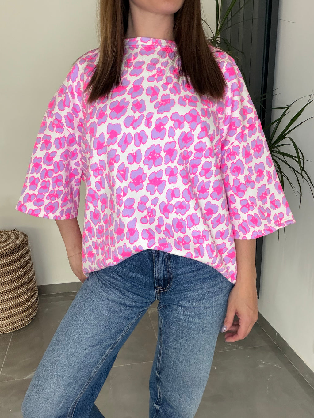 T-shirt léopard rose/violet