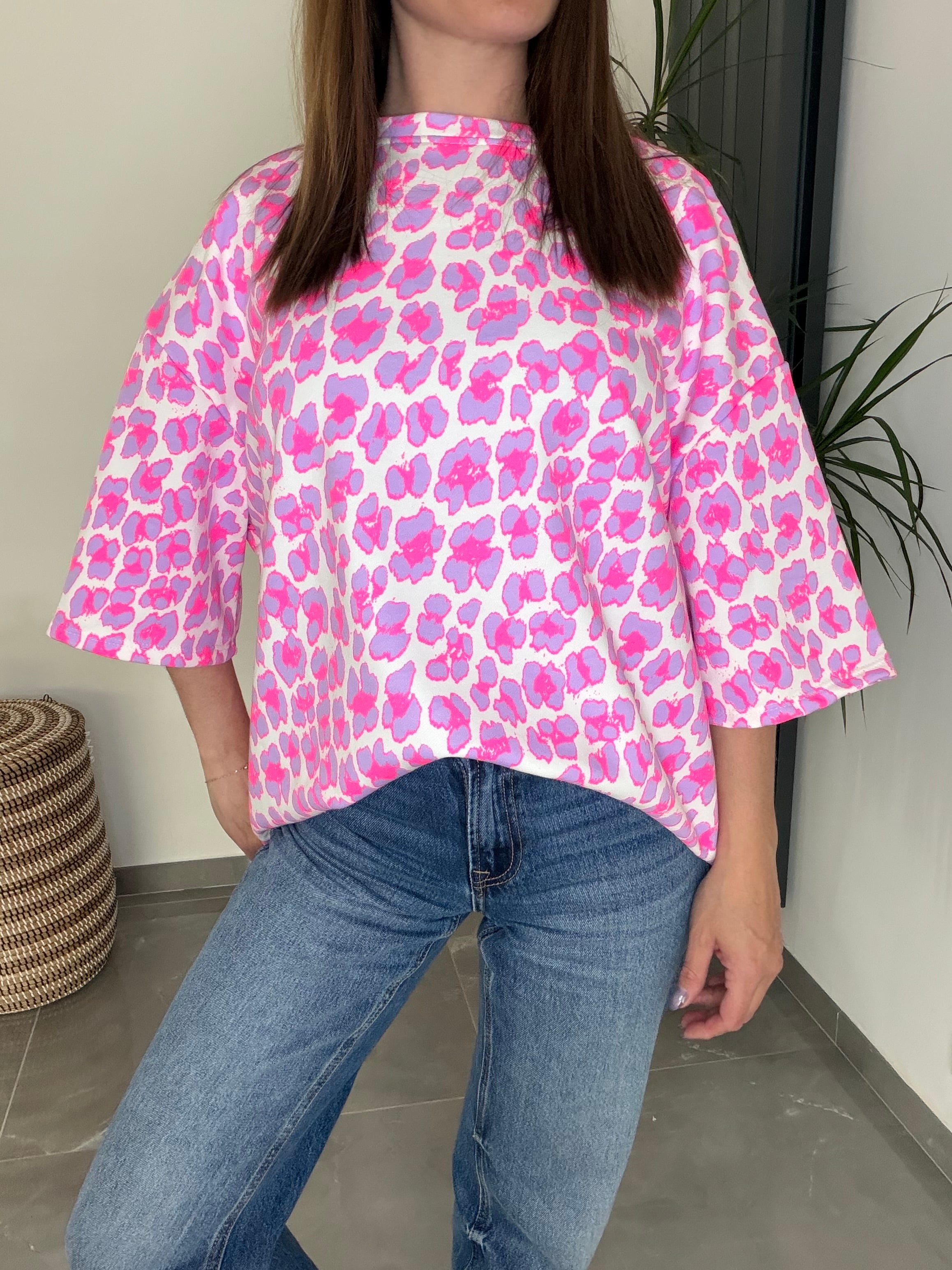 T-shirt léopard rose/violet