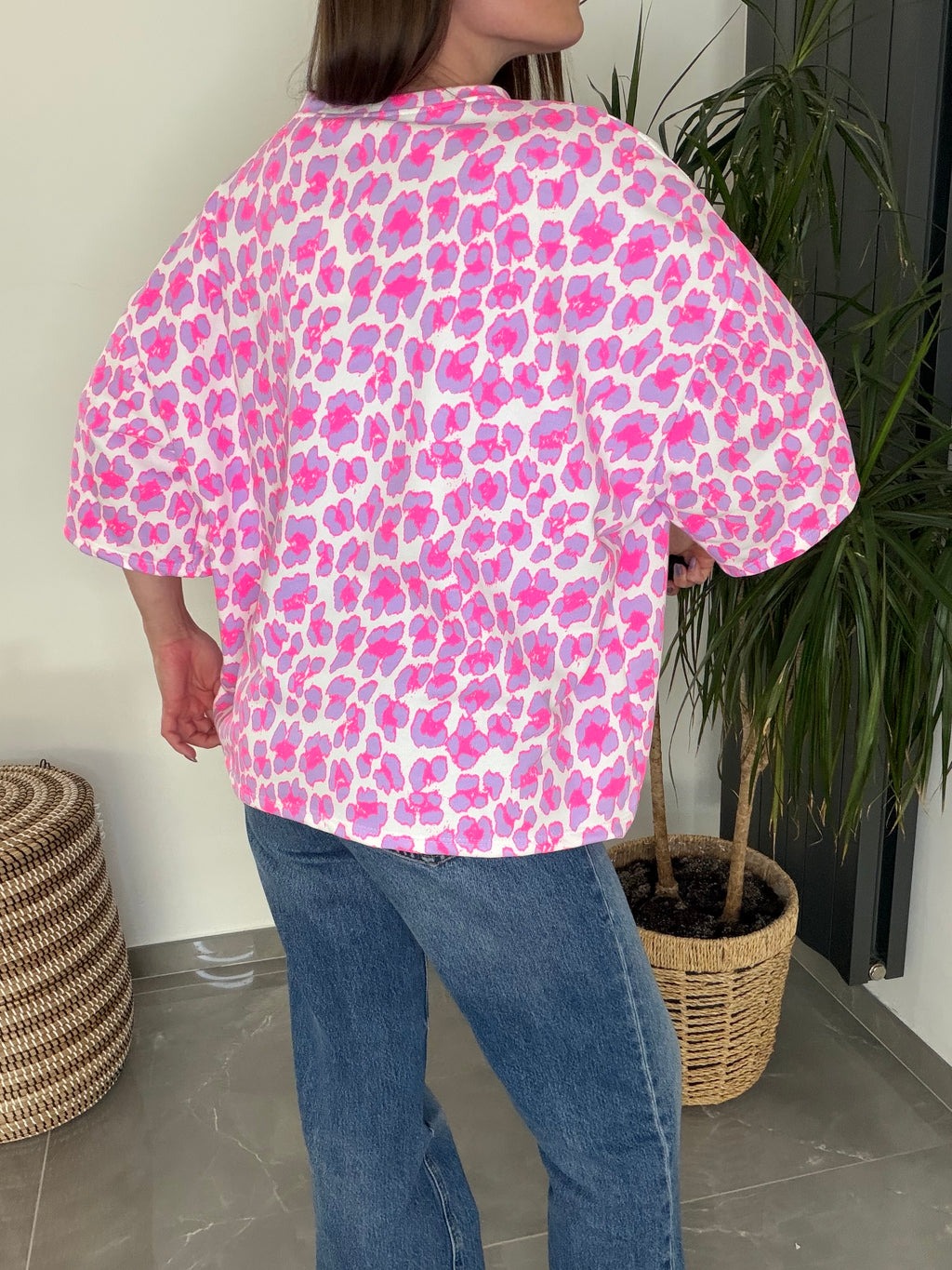 T-shirt léopard rose/violet
